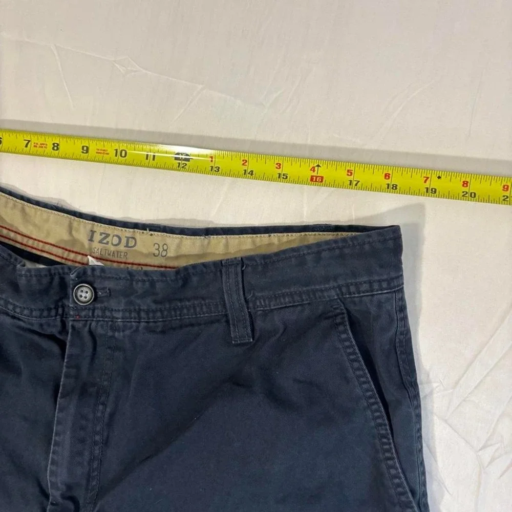 Vintage Izod Saltwater navy blue baggy cotton shorts